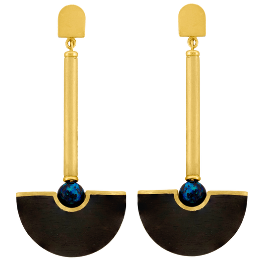 #28540 - Seventies Chic Ebony & Black Opal Earrings