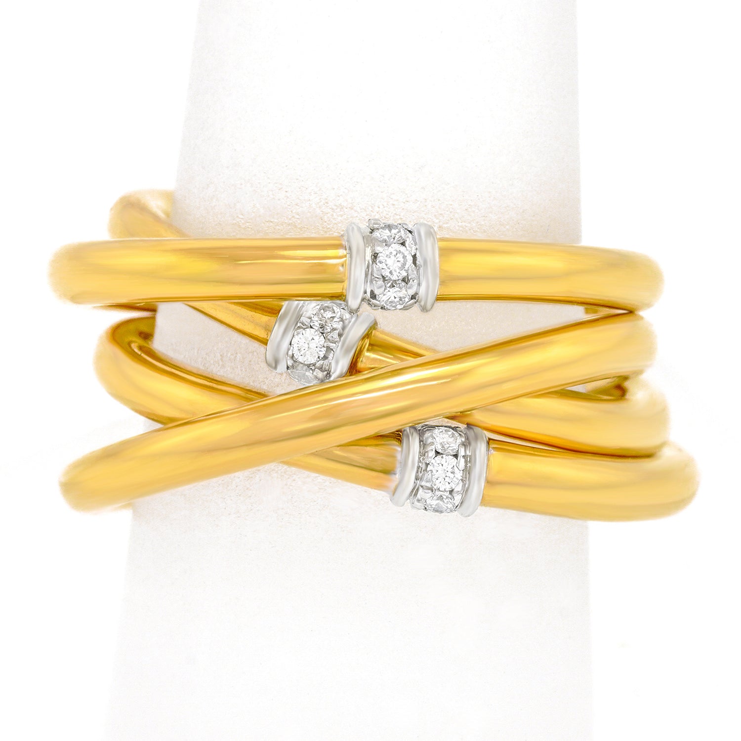 Jeffrey A Rings Rolling Rings (4) with Diamonds 18k c1980s Italy