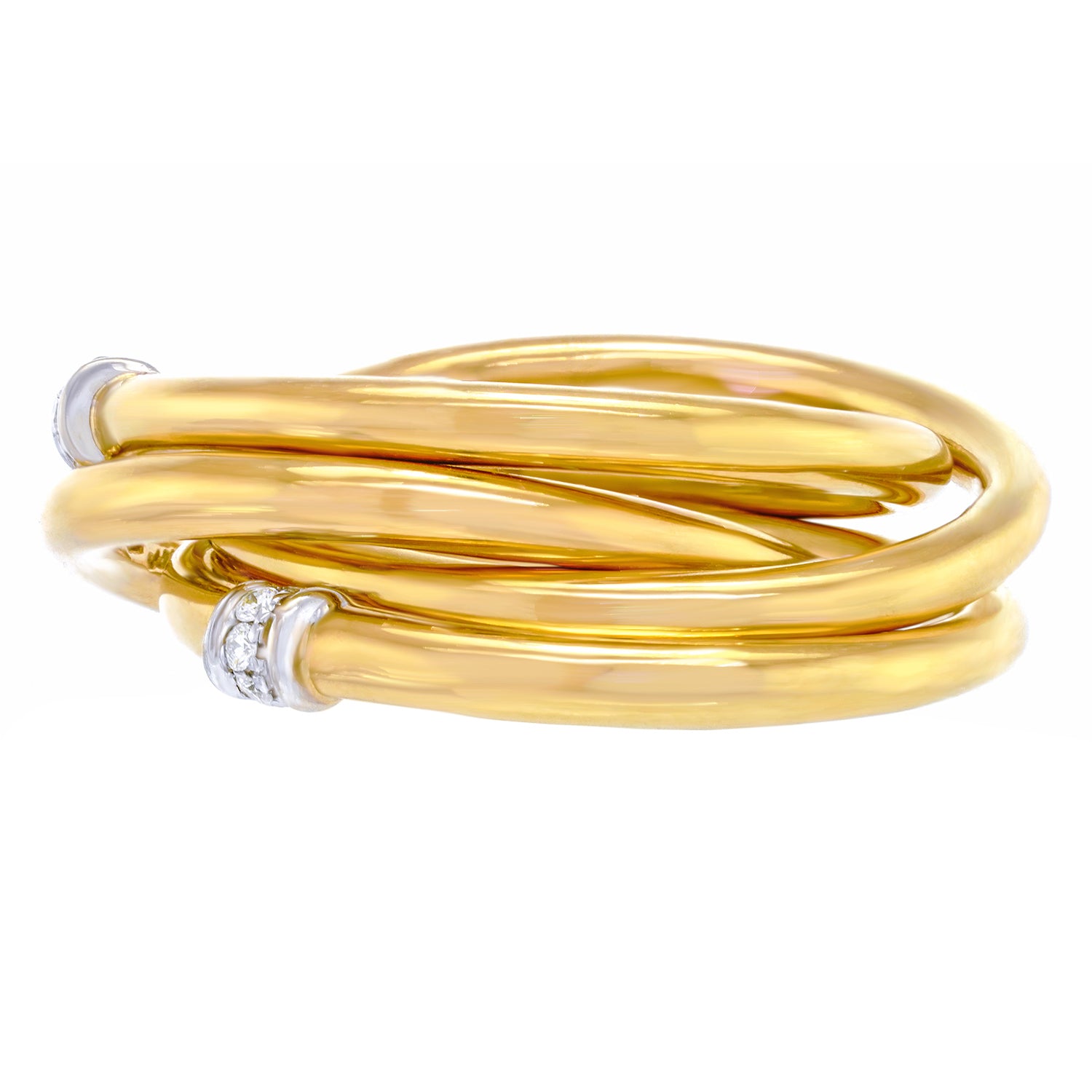 Roll Diamond Rings Rolling Rings (4) with Diamonds 18k c1980s Italy