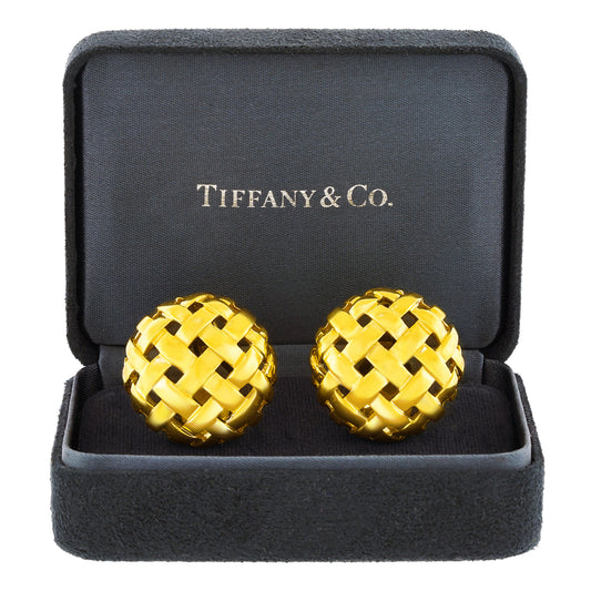 #24448 - Tiffany Larger Yellow Gold Vannerie Earrings